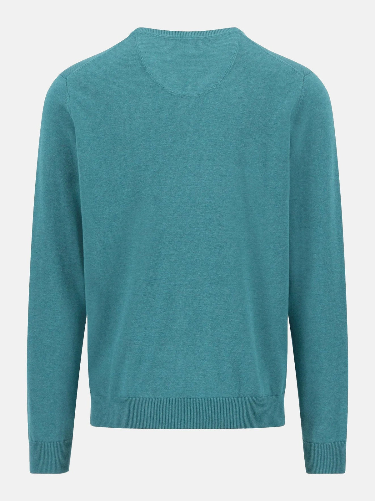 FYNCH HATTON V-Neck Sweater - Men's Fine Knit Cotton – Teal - view 2