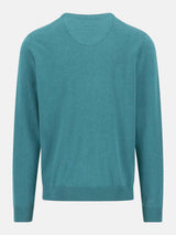 FYNCH HATTON V-Neck Sweater - Men's Fine Knit Cotton – Teal - view 2