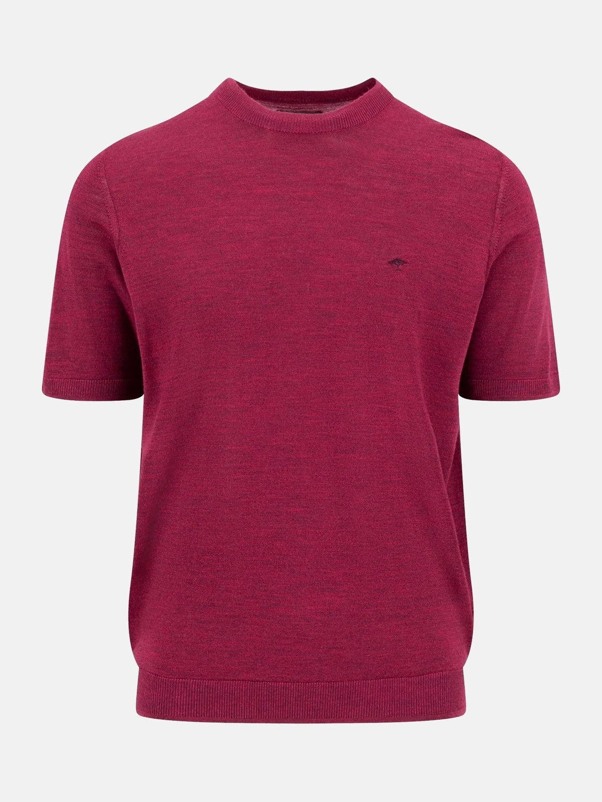 FYNCH HATTON Fine Gauge Knitted T-Shirt - Men's Merino Wool – Grape - front view