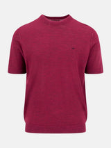 FYNCH HATTON Fine Gauge Knitted T-Shirt - Men's Merino Wool – Grape - front view