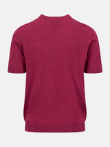 FYNCH HATTON Fine Gauge Knitted T-Shirt - Men's Merino Wool – Grape - view 5
