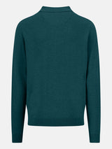 FYNCH HATTON Polo Collar Sweater - Men's Fine Knit Air Cotton – Teal - view 2