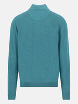 FYNCH HATTON 1/4 Zip Sweater - Men's Fine Knit Air Cotton – Teal - view 2
