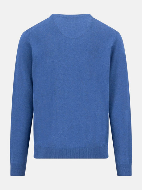 FYNCH HATTON V-Neck Sweater - Men's Fine Knit Cotton – Ink Blue - view 2