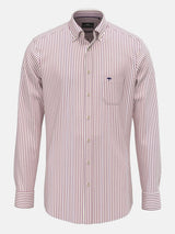 FYNCH HATTON Poplin Stripe Shirt - Men's Cotton Button-Down – Grape - front view