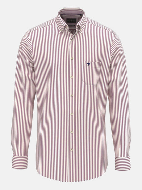 FYNCH HATTON Poplin Stripe Shirt - Men's Cotton Button-Down – Grape - front view