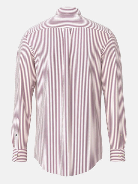FYNCH HATTON Poplin Stripe Shirt - Men's Cotton Button-Down – Grape - view 5