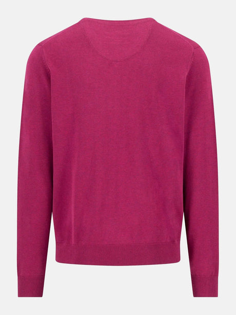 FYNCH HATTON V-Neck Sweater - Men's Fine Knit Cotton – Grape - view 2