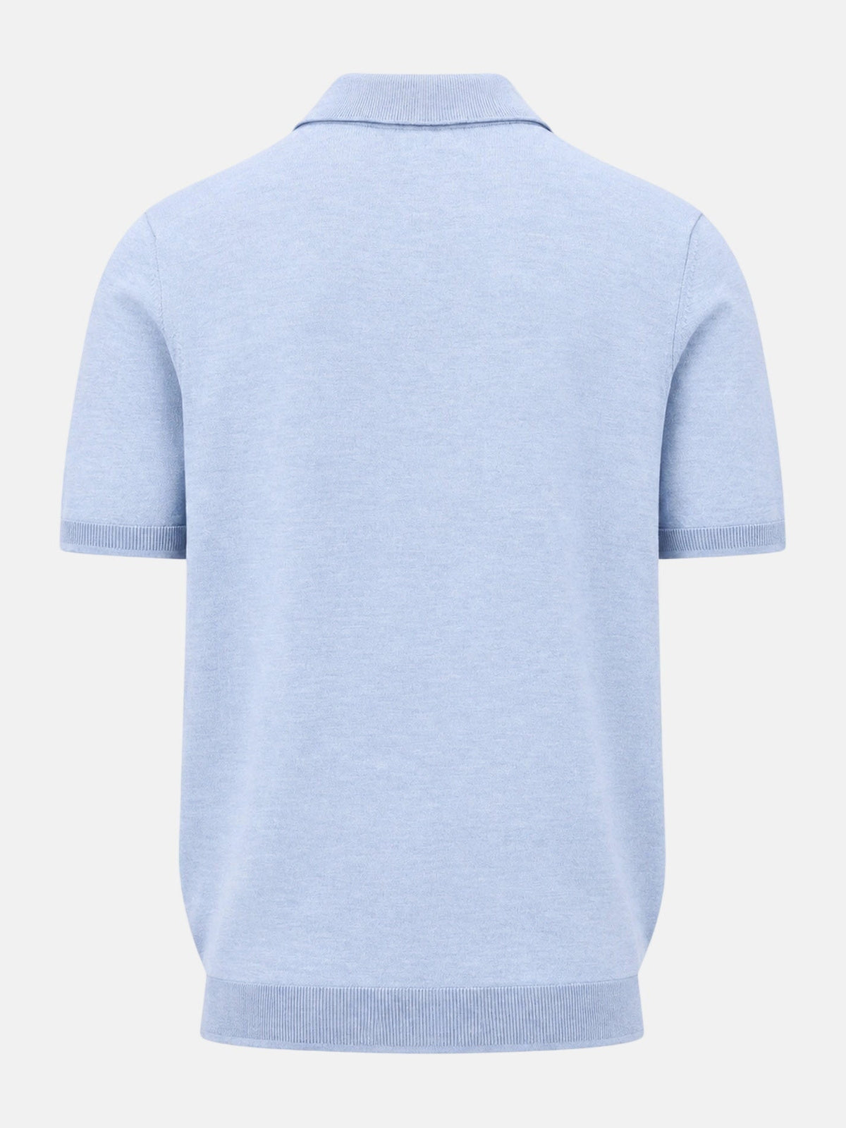 FYNCH HATTON Fine Gauge Knitted Polo Shirt - Men's Merino Wool – Air Blue - view 5