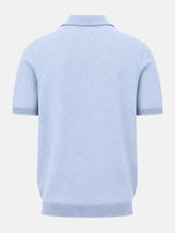FYNCH HATTON Fine Gauge Knitted Polo Shirt - Men's Merino Wool – Air Blue - view 5
