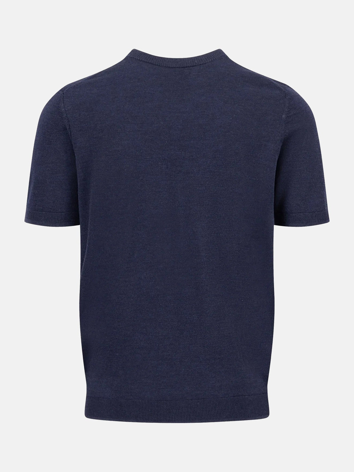 FYNCH HATTON Fine Gauge Knitted T-Shirt - Men's Merino Wool – Navy - view 5