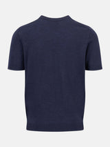 FYNCH HATTON Fine Gauge Knitted T-Shirt - Men's Merino Wool – Navy - view 5