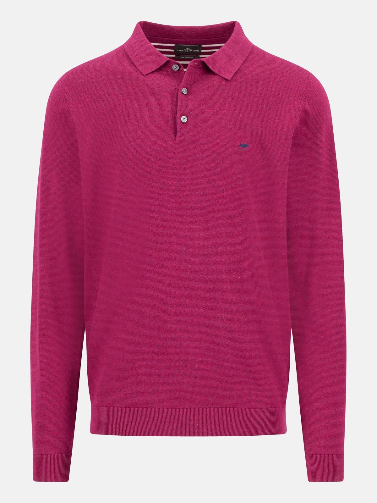 FYNCH HATTON Polo Collar Sweater - Men's Fine Knit Air Cotton – Grape - front view