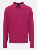 FYNCH HATTON Polo Collar Sweater - Men's Fine Knit Air Cotton – Grape - front view