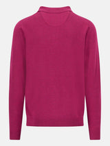 FYNCH HATTON Polo Collar Sweater - Men's Fine Knit Air Cotton – Grape - view 2