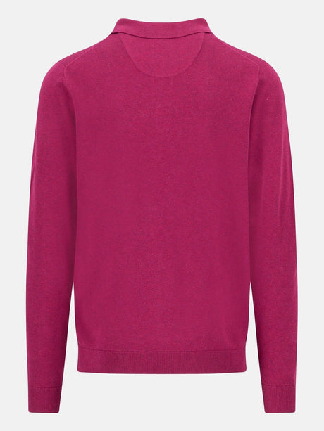 FYNCH HATTON Polo Collar Sweater - Men's Fine Knit Air Cotton – Grape - view 2