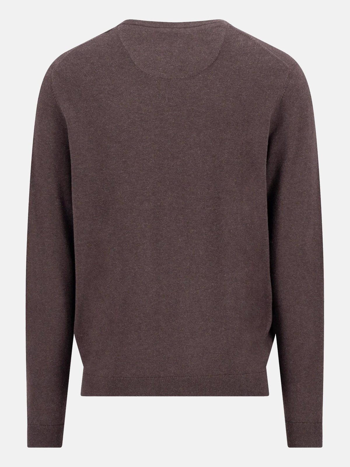 FYNCH HATTON Crew Neck Sweater - Men's Fine Knit Cotton – Soil - view 6