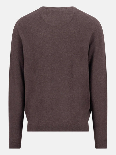 FYNCH HATTON Crew Neck Sweater - Men's Fine Knit Cotton – Soil - view 6