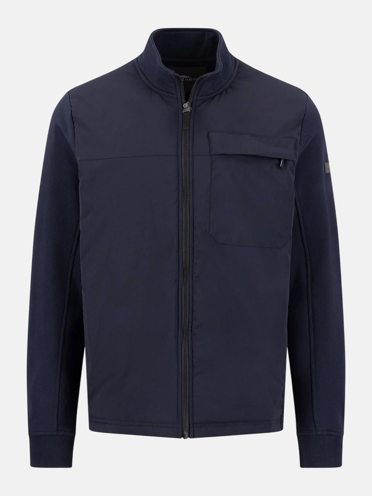 FYNCH HATTON Hybrid Stand Collar Jacket - Men's Cotton Blend – Navy - front view