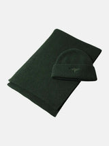 FYNCH HATTON Pure Wool Beanie & Scarf Gift Set - Men's – Dark Leaf - front view