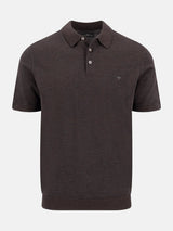 FYNCH HATTON Fine Gauge Knitted Polo Shirt - Men's Merino Wool – Soil - front view