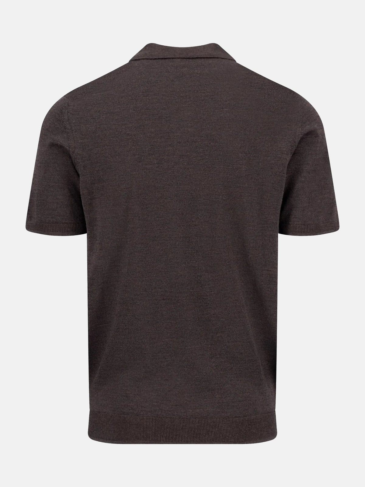 FYNCH HATTON Fine Gauge Knitted Polo Shirt - Men's Merino Wool – Soil - view 6