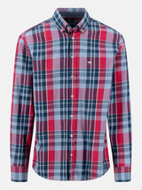 FYNCH HATTON Colourful Check Shirt - Men's Cotton Button-Down – Grape - front view