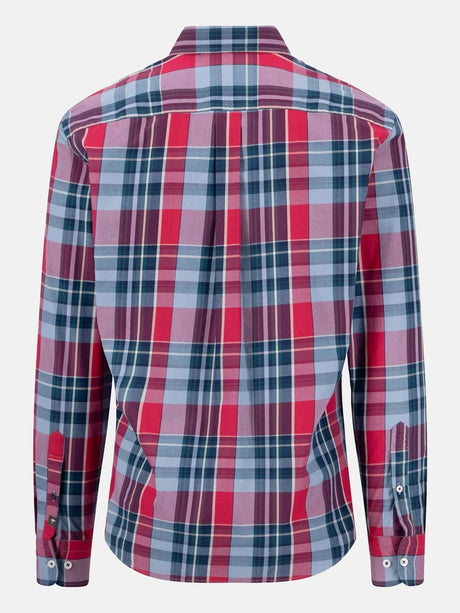 FYNCH HATTON Colourful Check Shirt - Men's Cotton Button-Down – Grape - view 5