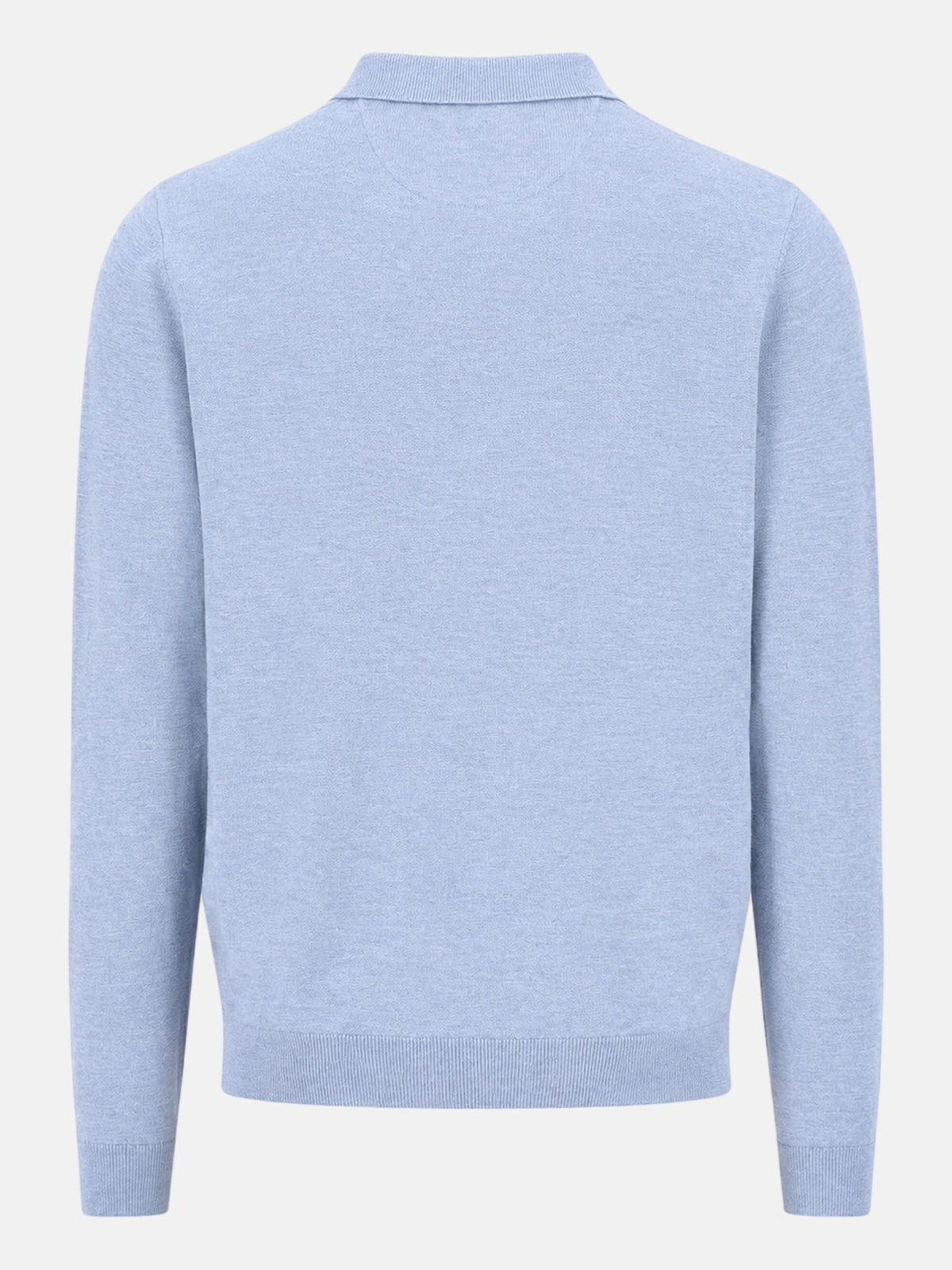 FYNCH HATTON Polo Collar Sweater - Men's Fine Knit Air Cotton – Air Blue - view 5