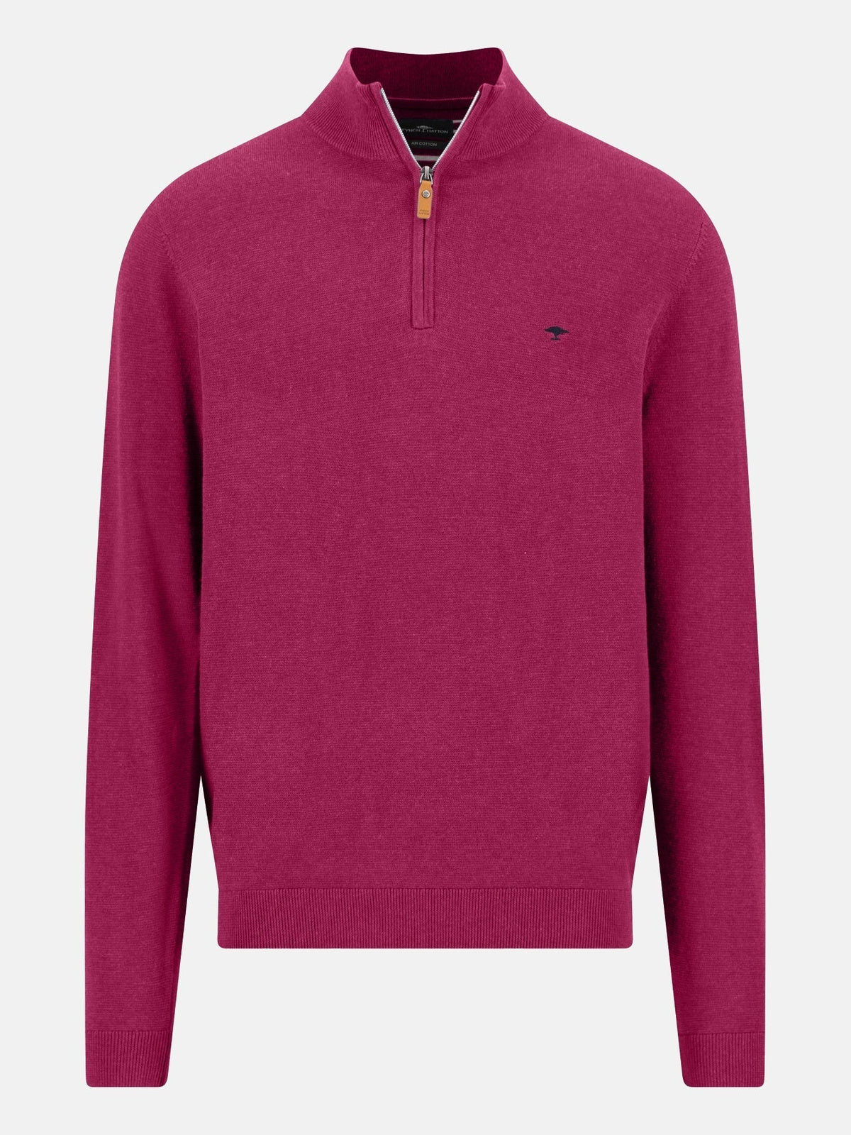 FYNCH HATTON 1/4 Zip Sweater - Men's Fine Knit Air Cotton – Grape - front view