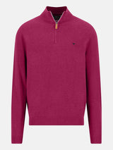 FYNCH HATTON 1/4 Zip Sweater - Men's Fine Knit Air Cotton – Grape - front view
