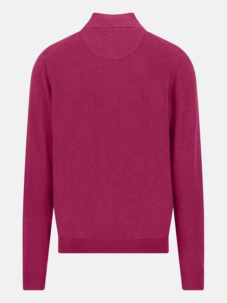 FYNCH HATTON 1/4 Zip Sweater - Men's Fine Knit Air Cotton – Grape - view 2