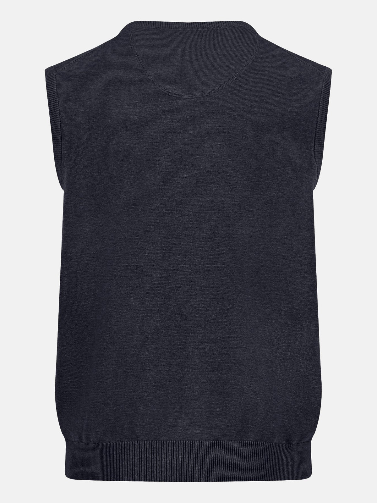 FYNCH HATTON V-Neck Knitted Vest - Men's Fine Cotton – Navy - view 5