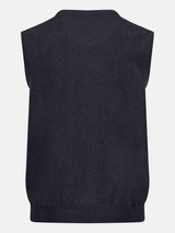 FYNCH HATTON V-Neck Knitted Vest - Men's Fine Cotton – Navy - view 5