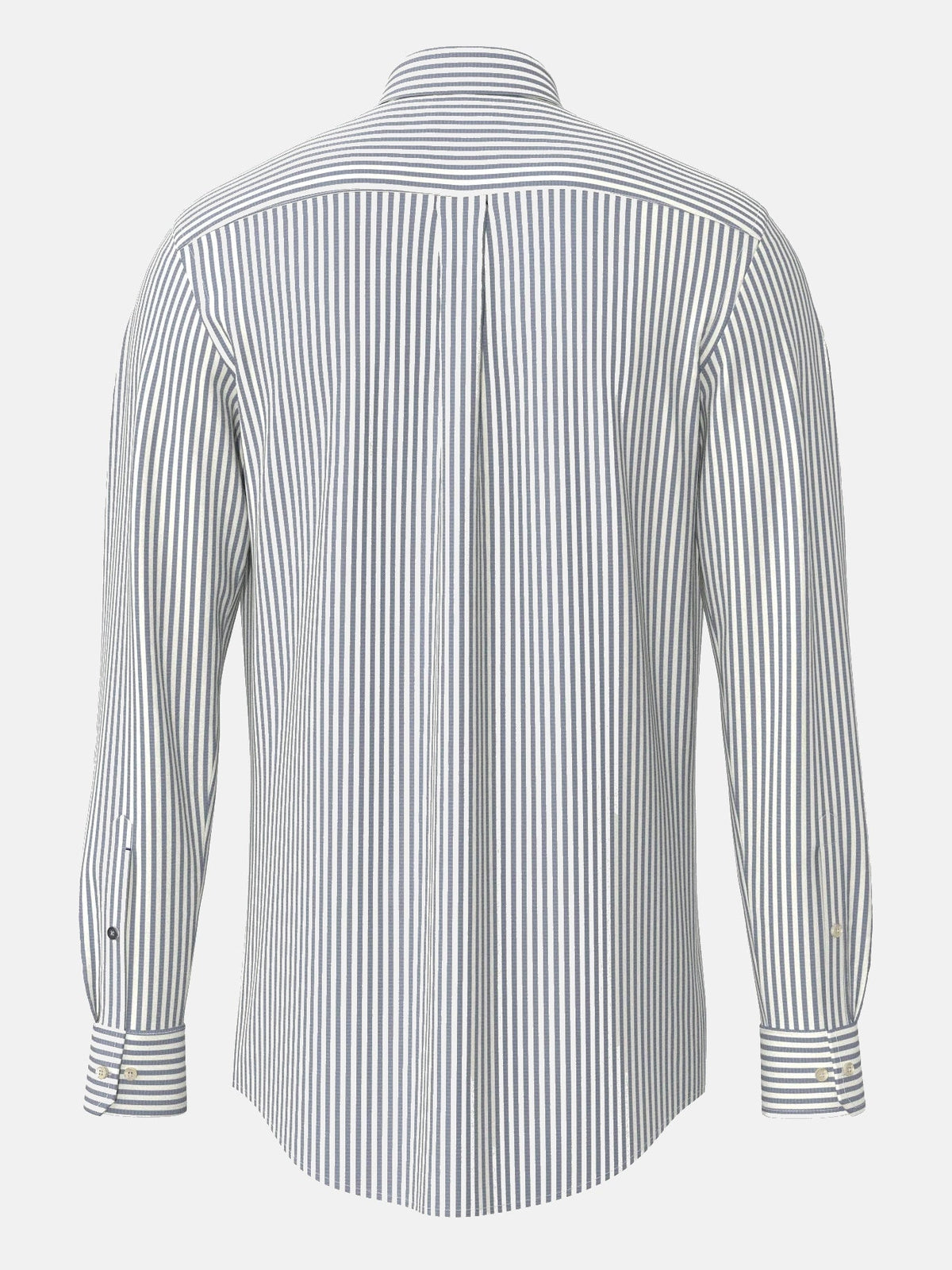 FYNCH HATTON Poplin Stripe Shirt - Men's Cotton Button-Down – Navy - view 5
