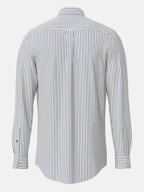 FYNCH HATTON Poplin Stripe Shirt - Men's Cotton Button-Down – Navy - view 5