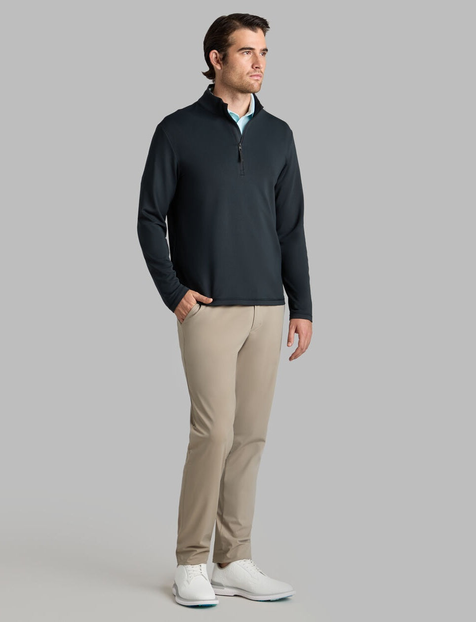 G/FORE Brushed Back Tech Quarter Zip Pullover - Men's 4-Way Stretch - Onyx Black