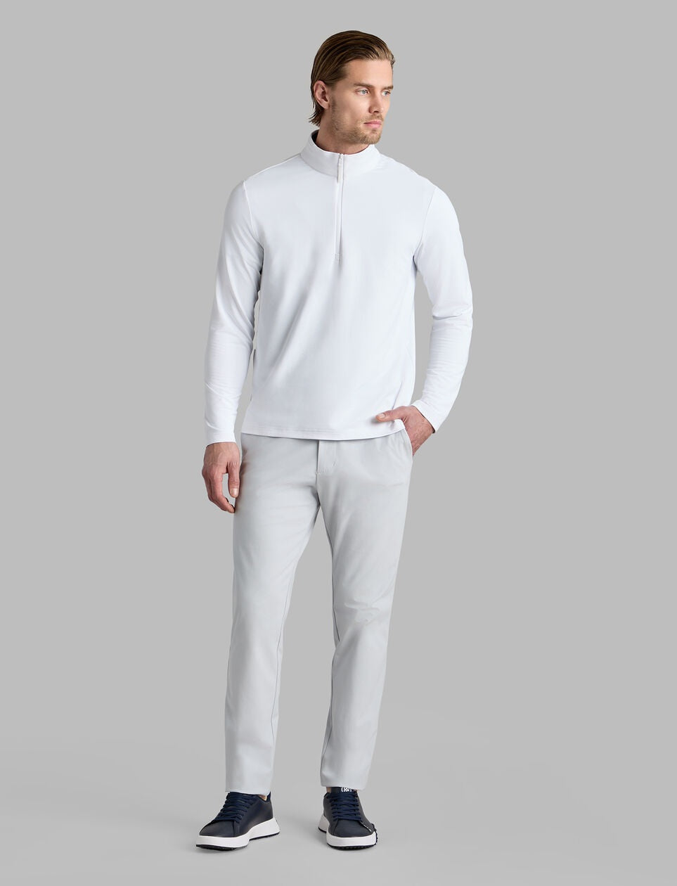 G/FORE Brushed Back Tech Quarter Zip Pullover - Men's 4-Way Stretch - Snow