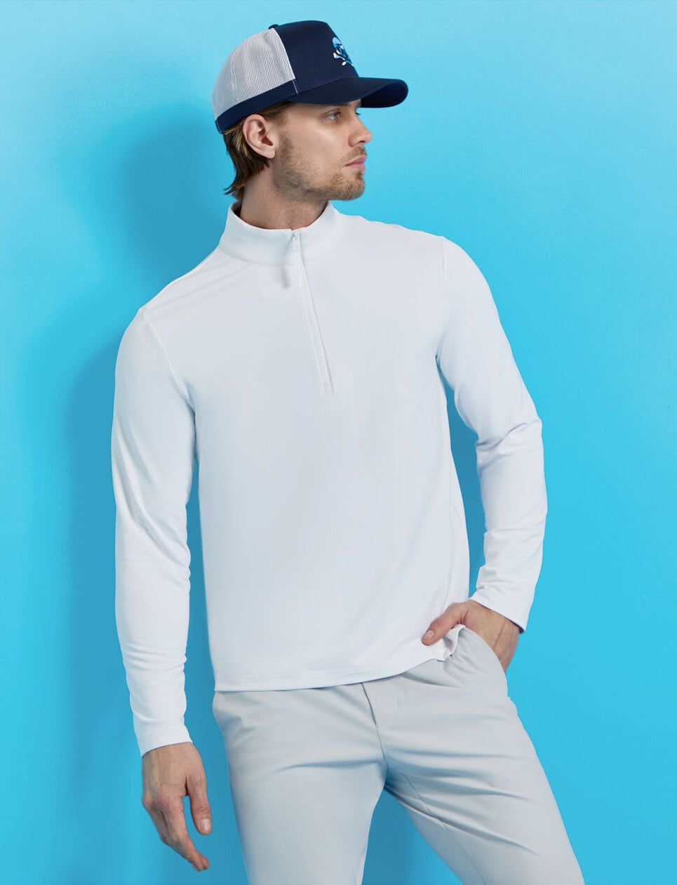 G/FORE Brushed Back Tech Quarter Zip Pullover - Men's 4-Way Stretch - Snow