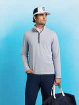 G/FORE Brushed Back Tech Quarter Zip Pullover - Men's 4-Way Stretch - Light Grey Melange