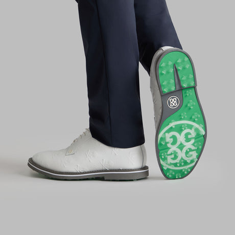 G/FORE Gallivanter Full Grain Leather Men’s Golf Shoes – Embossed Skull & Tees - Snow / Twilight