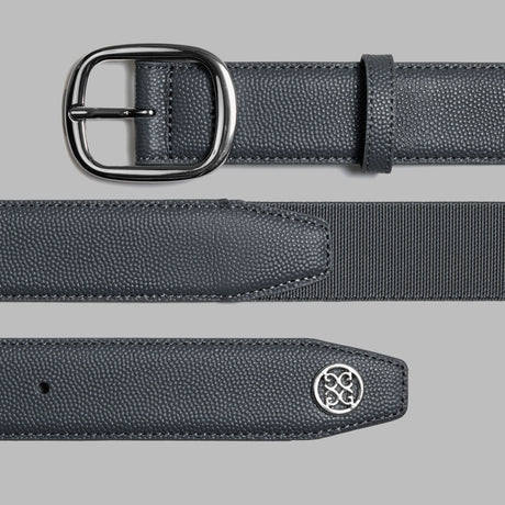 G/FORE Men's Circle G's Webbed Belt – Pebble Full Grain Leather – Charcoal