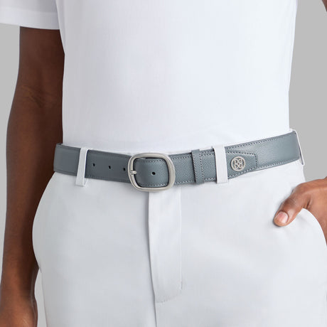 G/FORE Men's Circle G's Webbed Belt – Pebble Full Grain Leather – Charcoal