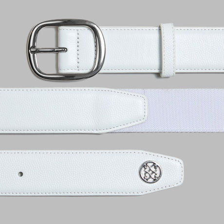 G/FORE Men's Circle G's Webbed Belt – Pebble Full Grain Leather – Snow