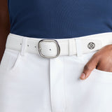 G/FORE Men's Circle G's Webbed Belt – Pebble Full Grain Leather – Snow