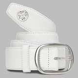 G/FORE Men's Circle G's Webbed Belt – Pebble Full Grain Leather – Snow