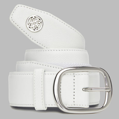 G/FORE Men's Circle G's Webbed Belt – Pebble Full Grain Leather – Snow