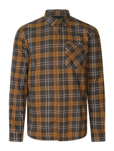 seeland glen flannel shirt mens dark brown camel check front