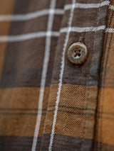 seeland glen flannel shirt mens dark brown camel check back