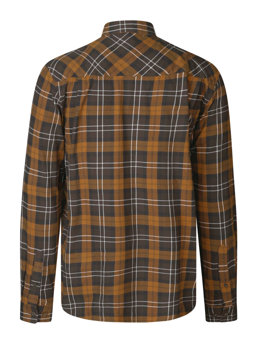 seeland glen flannel shirt mens dark brown camel check gallery image 5